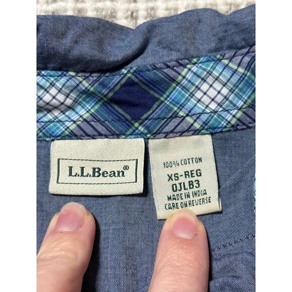 L.L. Bean Womens XS Blue Lightweight Outdoors Button Down Belted Top - Picture 6 of 9